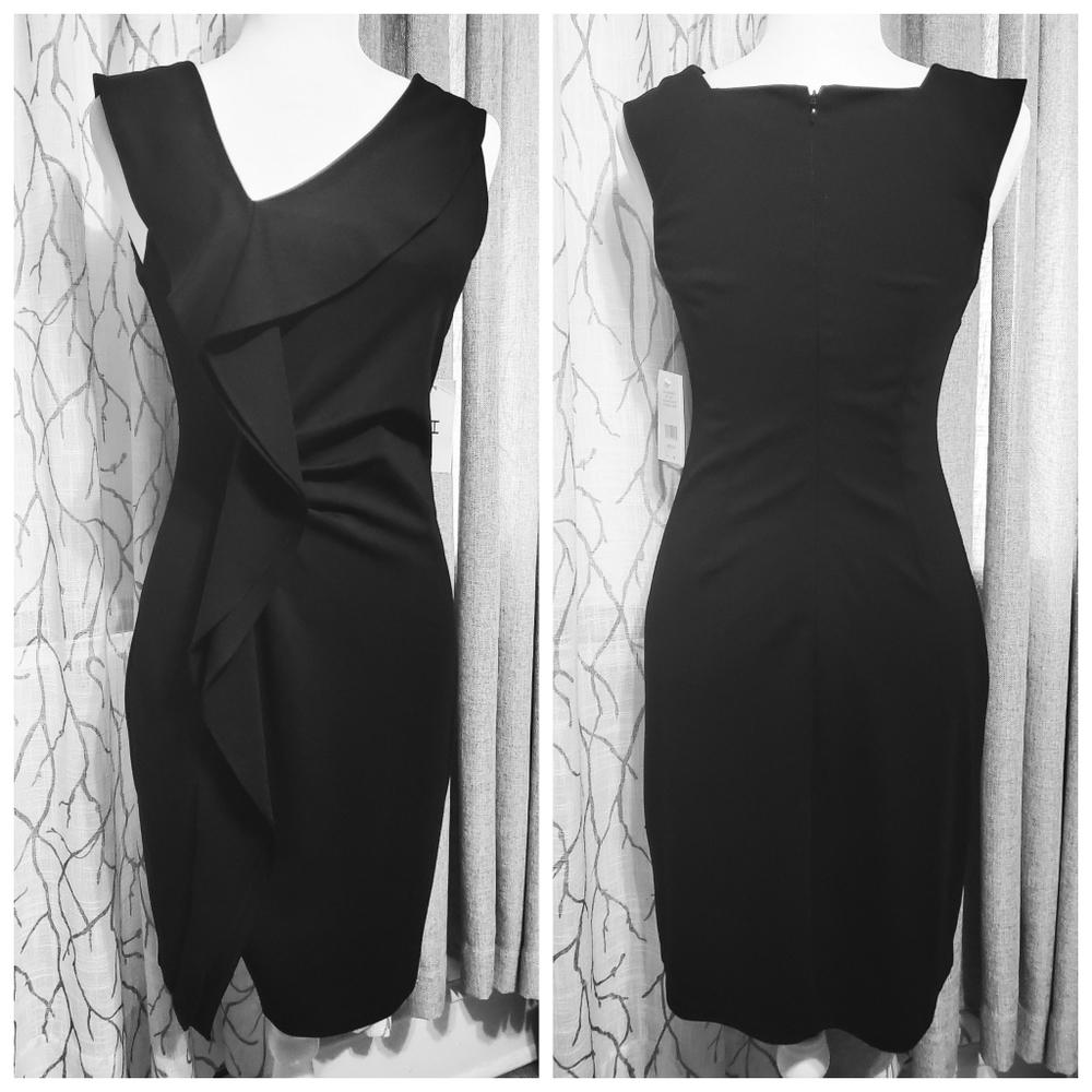 Halston Asymmetrical little black dress